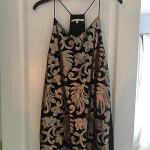 Black and Gold Sequin Mini Dress